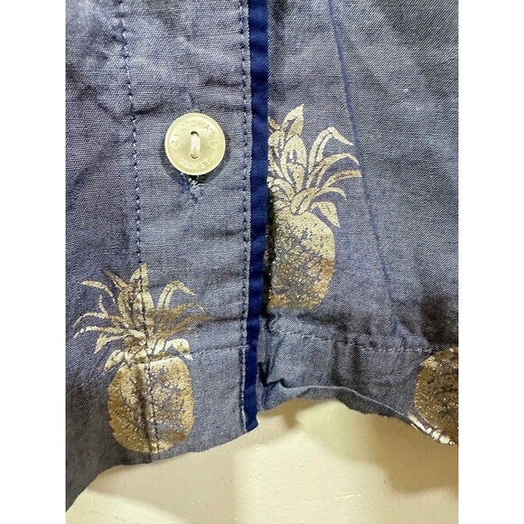 Victoria's Secret Women Large Blue Pineapple Print Button Up Lounge Pajama Shirt - Picture 12 of 13